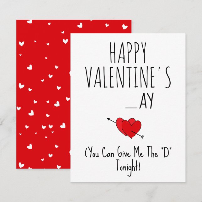 Ge mig "D" ikväll Funny Naughty lycklig Vday Kort (Fram/baksida)