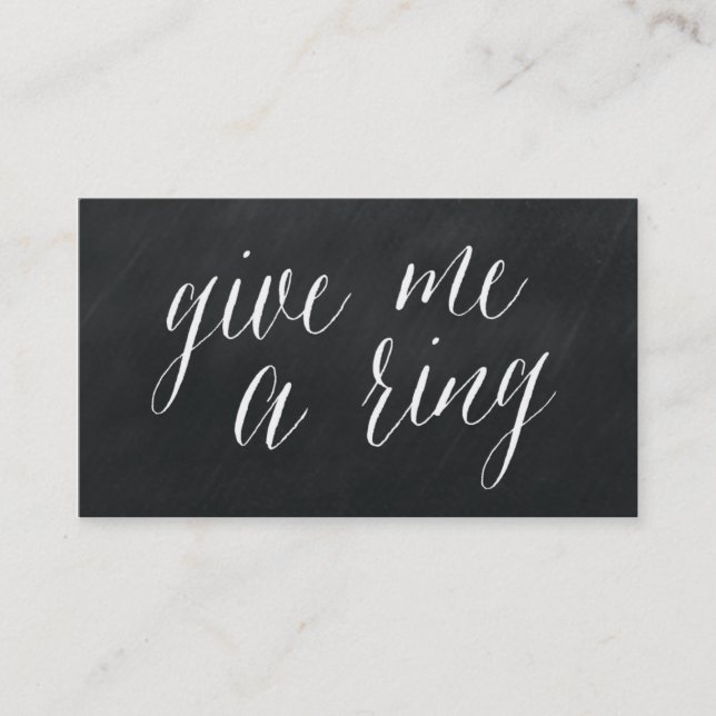 Ge mig en ring moderna svart tavlavisitkortar visitkort (Framsida)