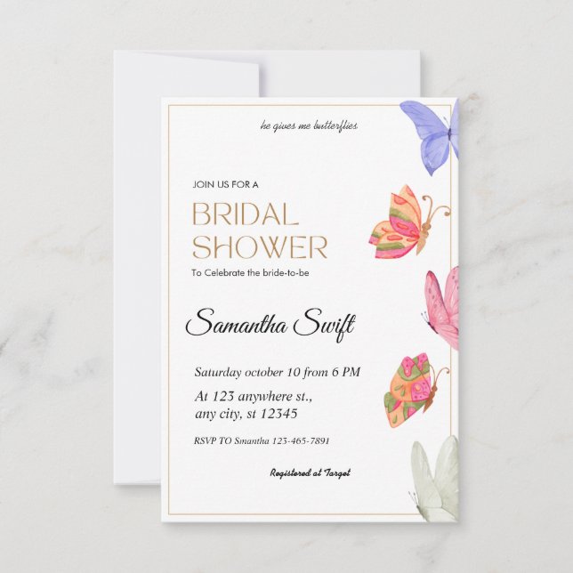 Ge mig fjärilar Möhippa Inbjudningar (Framsida)