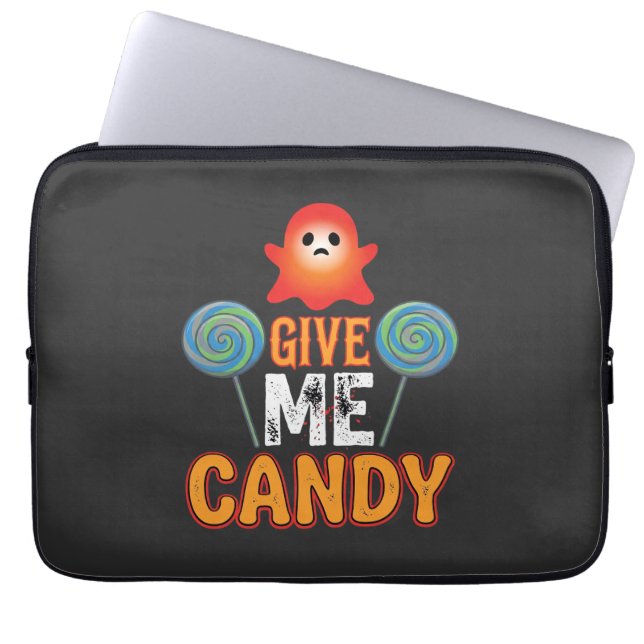 Ge Mig Godis Halloween Ghost_1 Laptop Fodral (Framsidan)