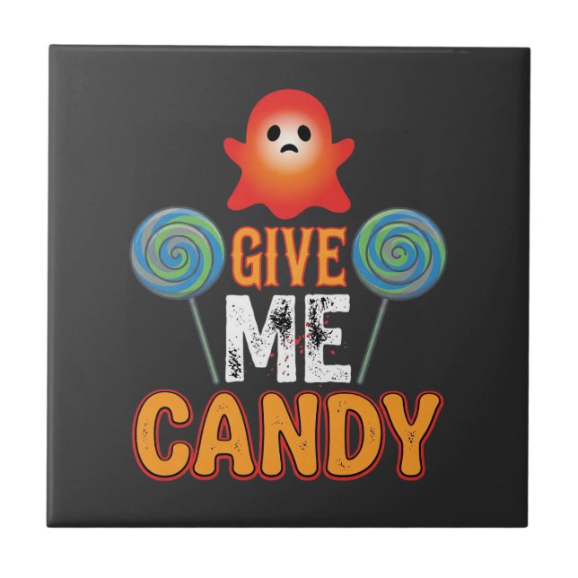 Ge Mig Godis Halloween Spöke_1 Kakelplatta (Framsidan)