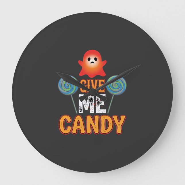 Ge Mig Godis Halloween Spöke_1 Stor Klocka (Framsida)