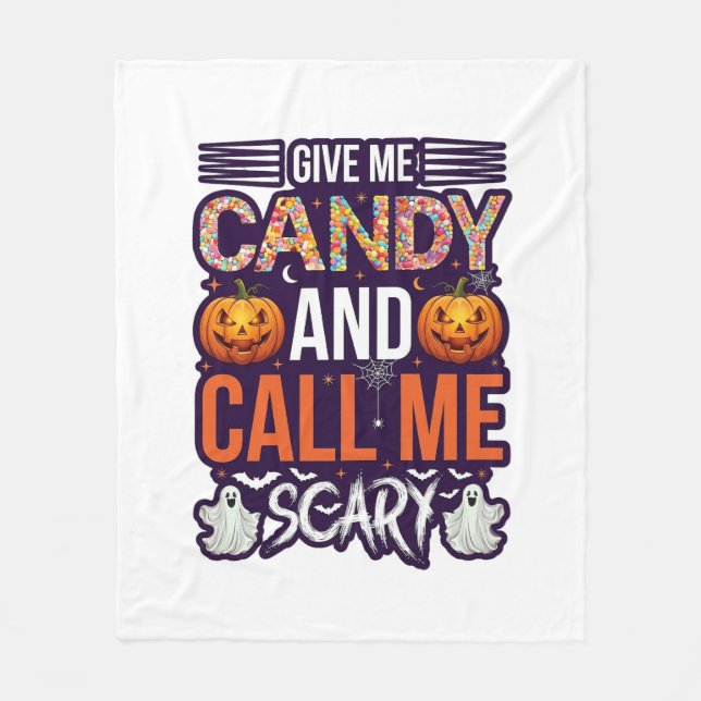 Ge Mig Godis Ring Skräck Halloween Spöke Pumpa_1 Fleecefilt (Framsidan)
