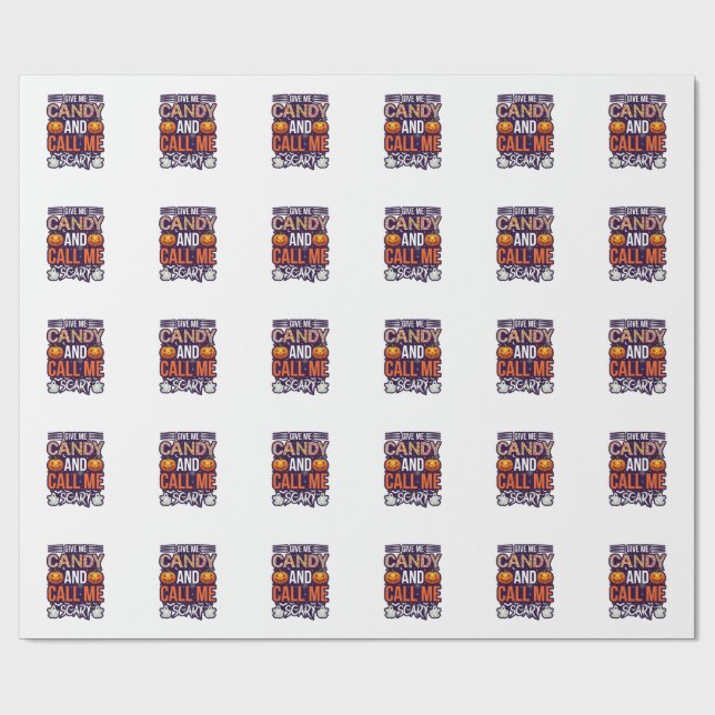 Ge Mig Godis Ring Skräck Halloween Spöke Pumpa_1 Presentpapper (Platt)