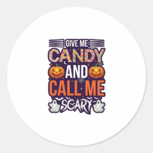Ge Mig Godis Ring Skräck Halloween Spöke Pumpa_1 Runt Klistermärke