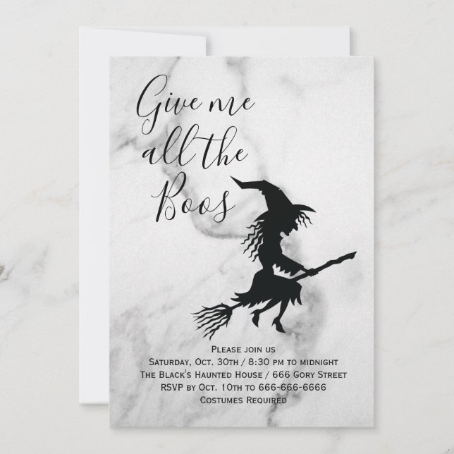 Ge mig hela Boos Marble Halloween fest Inbjudningar (Framsida)