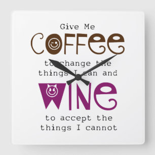Ge mig kaffe, och vin tar tid på fyrkantig klocka