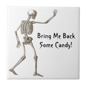 Ge mig lite Candy Skeleton Halloween Kakelplatta