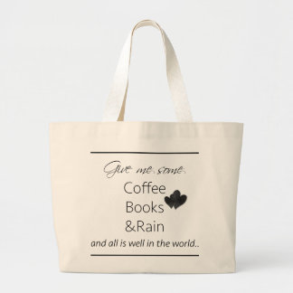 Ge mig något kaffe, bokar och regna jumbo tygkasse