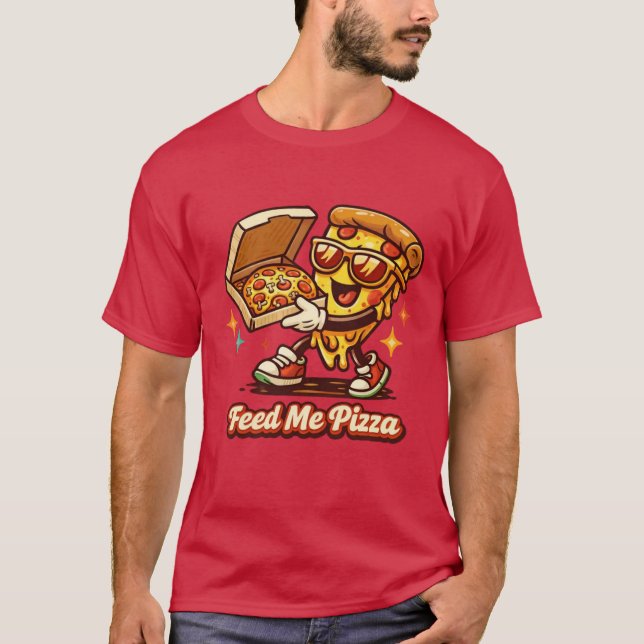 Ge mig pizza Rolig Retro Pizza Tröja (Framsida)