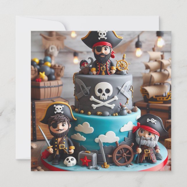GE MIG TILEERS PIRATER THEMED BIRTHDAY CAKE INBJUDNINGAR (Framsida)
