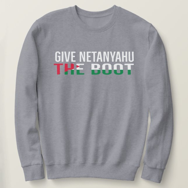 Ge Netanyahu Sparken Fritt Palestina karikatyr  Lång Ärmad Tröja (Design framsida)