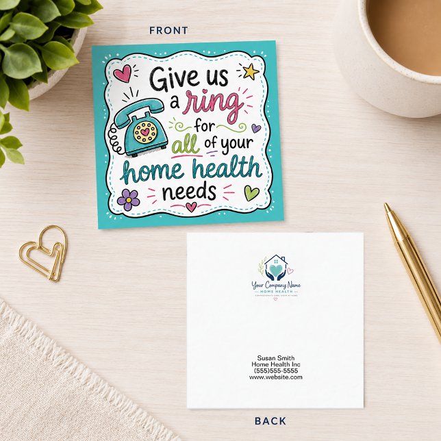 Ge oss en ring Logotyp Hemvård Anteckningskort (Home Health Marketing Pop By Card)