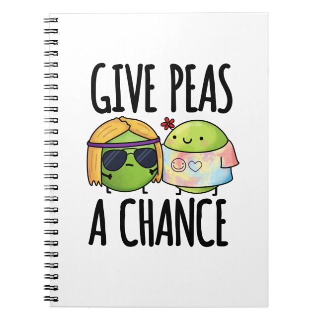 Ge Peas A Chance Funny Hippie Peas Pun Anteckningsbok (Framsidan)