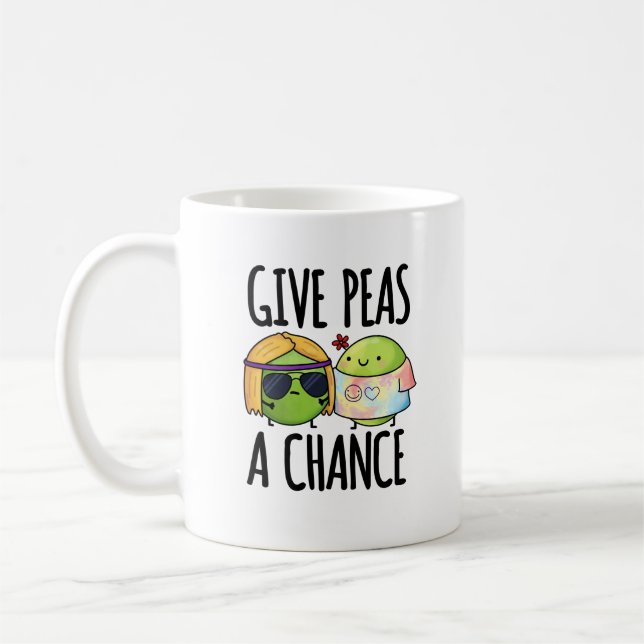 Ge Peas A Chance Funny Hippie Peas Pun Kaffemugg (Vänster)