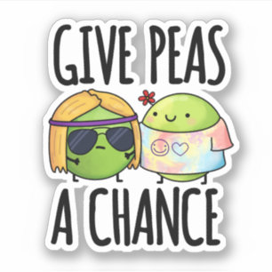 Ge Peas A Chance Funny Hippie Peas Pun Klistermärken