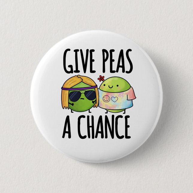 Ge Peas A Chance Funny Hippie Peas Pun Knapp (Framsida)