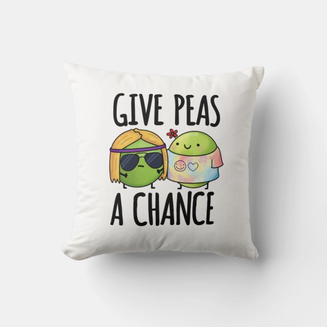 Ge Peas A Chance Funny Hippie Peas Pun Kudde (Framsida)