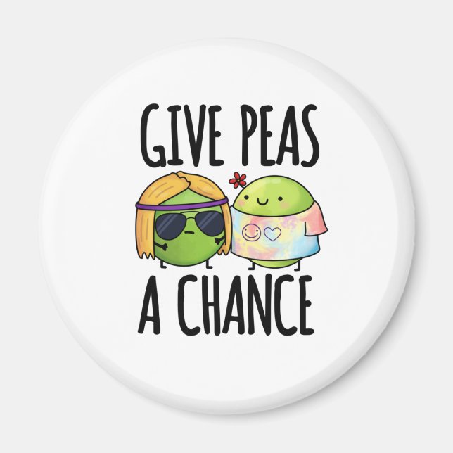 Ge Peas A Chance Funny Hippie Peas Pun Magnet (Framsidan)