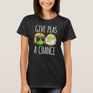 Ge Peas A Chance Funny Hippie Peas Pun Mörk BG T Shirt