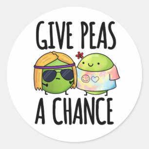 Ge Peas A Chance Funny Hippie Peas Pun Runt Klistermärke