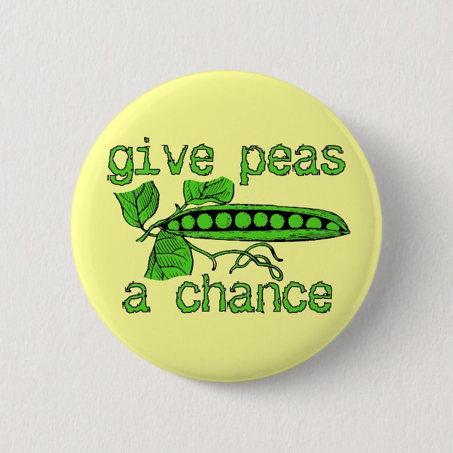Ge Peas A Chance Funny Peace Button Humor Knapp (Framsida)