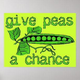 Ge Peas A Chance Funny Peace Print Poster Humor