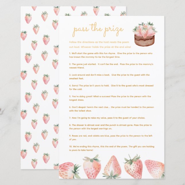 Ge priset Berry Sweet Baby Shower-spel (Fram/baksida)