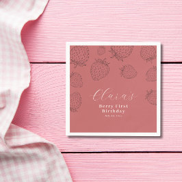 Ge Rosa jordgubbsminimalistisk födelsedag Pappersservett