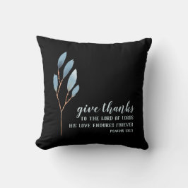 Ge Tack, bibel, svart, blå vattenfärg Kudde