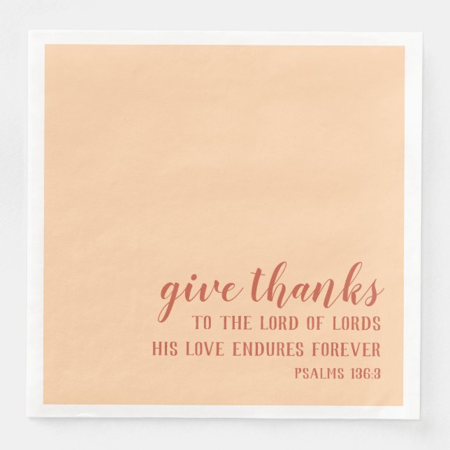 Ge Tack, bibelskript, kristen Thanksgiving Pappersservett (Framsida)