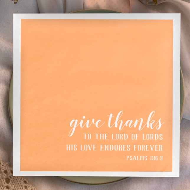 Ge Tack, bibelskript, kristen Thanksgiving Pappersservett (Bible scripture Thanksgiving napkins. Christian faith table decor. Give thanks to the Lord of Lords
)
