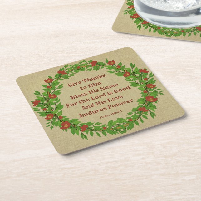 Ge Tack Bless Hans Namn Lord är Bra - Underlägg Papper Kvadrat (Vinklad)