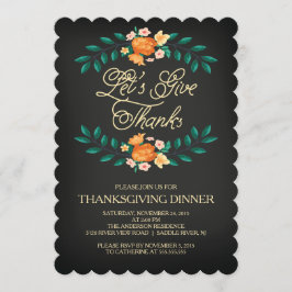 Ge Tack, Blommigt Thanksgiving Middag i Party Inbjudningar