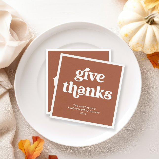 Ge tack | Boho Retro Thanksgiving Terracotta Pappersservett (Retro, boho terracotta napkins that are perfect for your Thanksgiving dinner)