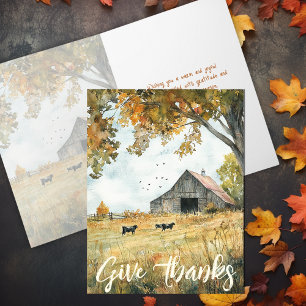 Ge Tack, Charming Rustic Farm Thanksgiving Kort