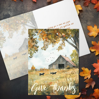 Ge Tack, Charming Rustic Farm Thanksgiving Kort