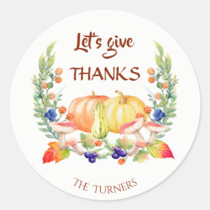 Ge Tack Chic Fall Rustic Thanksgiving Monogram Runt Klistermärke