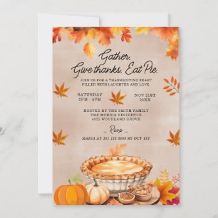 Ge Tack Eat Paj Thanksgiving Middag i Party Inbjudningar