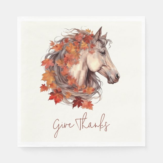 Ge Tack Elegant Horse Equestrian Thanksgiving Pappersservett (Framsidan)