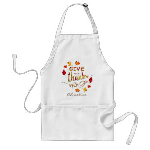Ge, tack för Fall Rustic Thanksgiving Monogram Förkläde