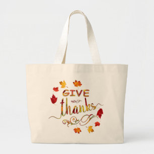 Ge, tack för Fall Rustic Thanksgiving Monogram Jumbo Tygkasse