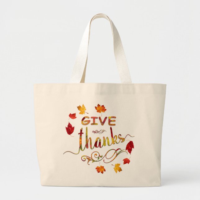 Ge, tack för Fall Rustic Thanksgiving Monogram Jumbo Tygkasse (Framsidan)