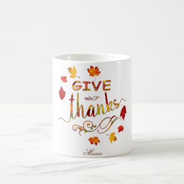 Ge, tack för Fall Rustic Thanksgiving Monogram Kaffemugg (Center)