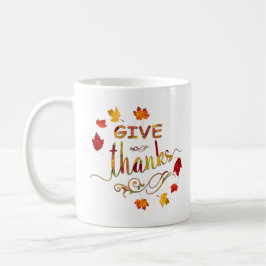 Ge, tack för Fall Rustic Thanksgiving Monogram Kaffemugg