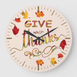 Ge - tack för Fall Rustic Thanksgiving Monogram Stor Klocka