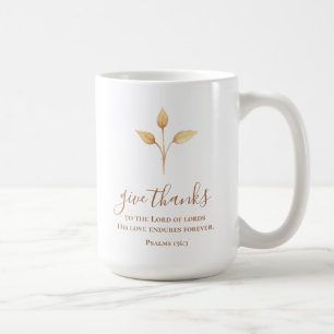 Ge Tack för minimalistisk Thanksgiving av vattenfä Kaffemugg