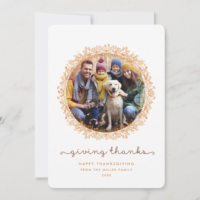 Ge tack för Thanksgiving av krans Julkort (Framsida)