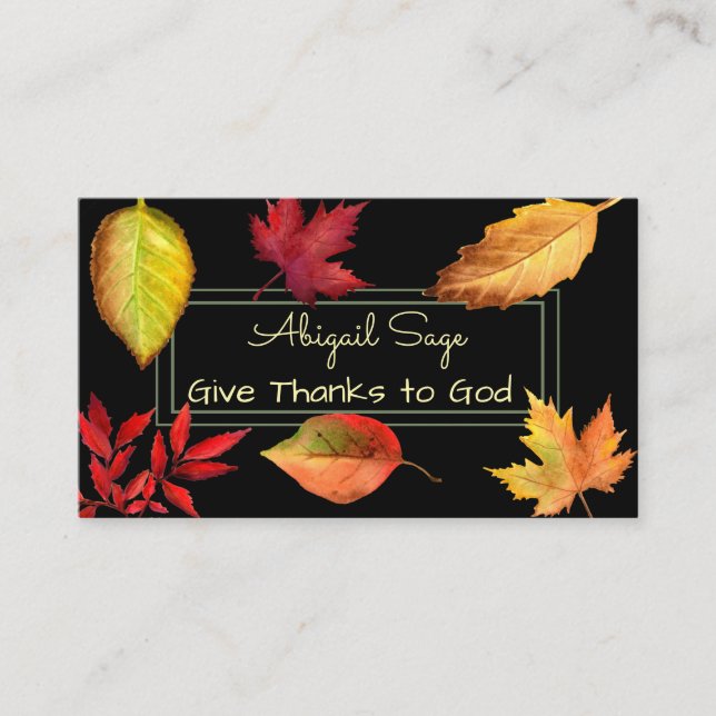 Ge Tack gode Gud, vackra Höst löv Visitkort (Framsida)