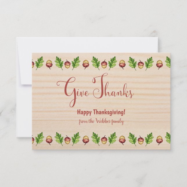 Ge Tack Happy thanksgiving Acorns Anpassningsbar Kort (Framsida)